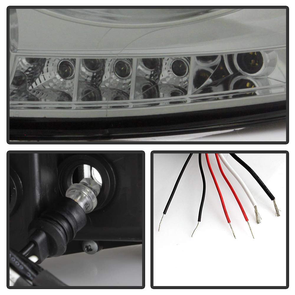 XTune LED Halo Headlights for Dodge Ram 1500 2006-2008 - Chrome/Smoked Lens Replacement - High Brightness DRL & Projector Beam - Upgrade for Night Driving & Off-Road Adventures