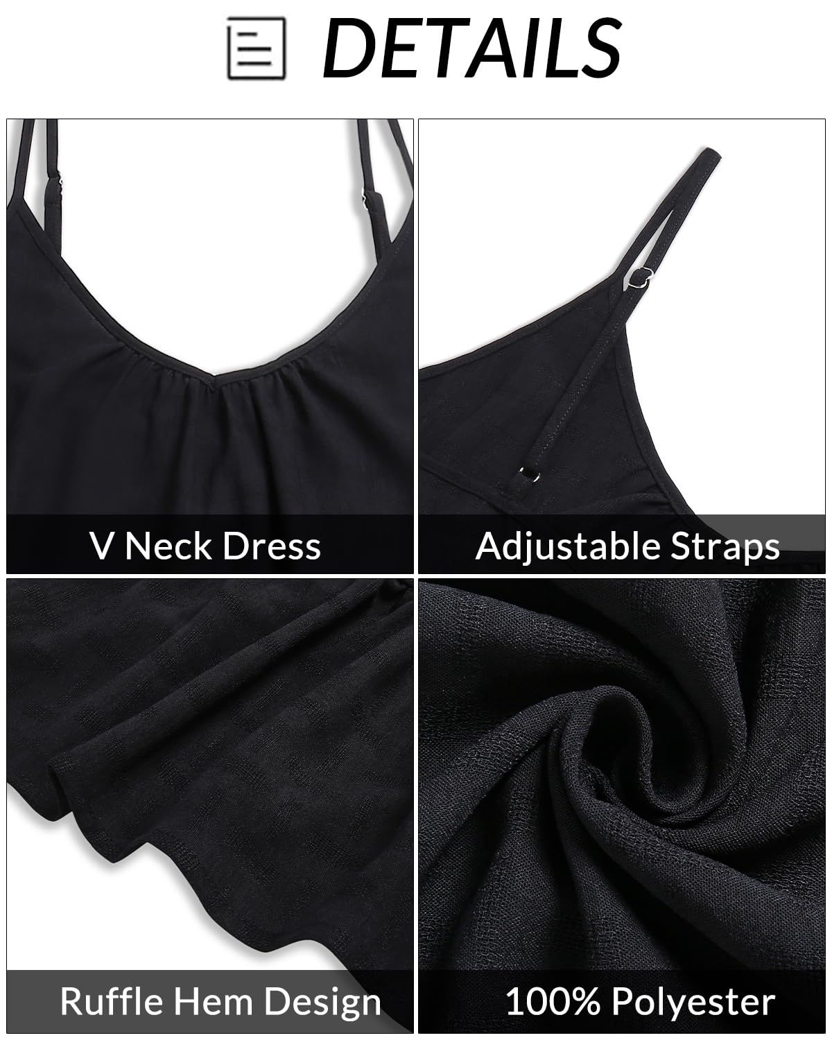 Yonique Women's Spaghetti Strap Beach Cover Up Dress - Summer Casual Sundress with Ruffle Hem | Perfect for Poolside, Vacation & Beach Outings
