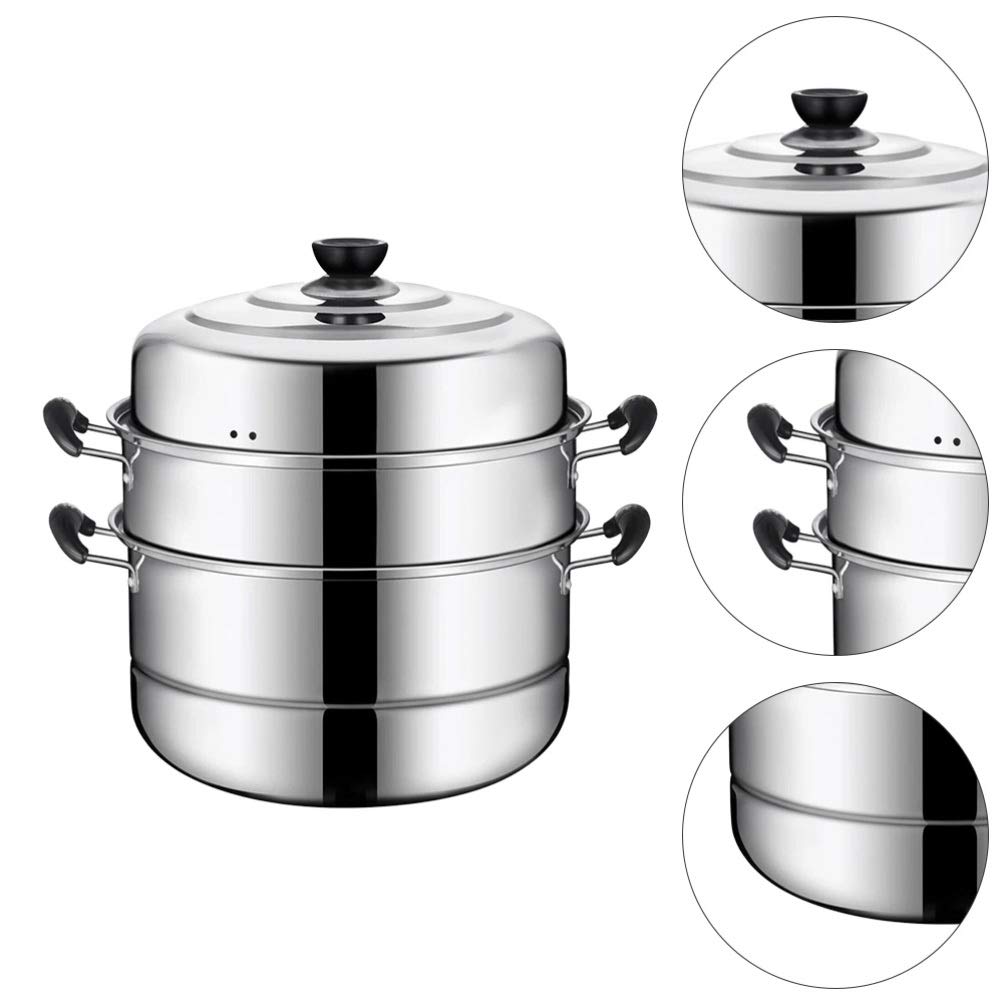 DOITOOL 3-Layer Stainless Steel Steamer Pot Set - Stackable Kitchen Cookware for Healthy Cooking | Perfect for Steaming Vegetables, Seafood & Dumplings