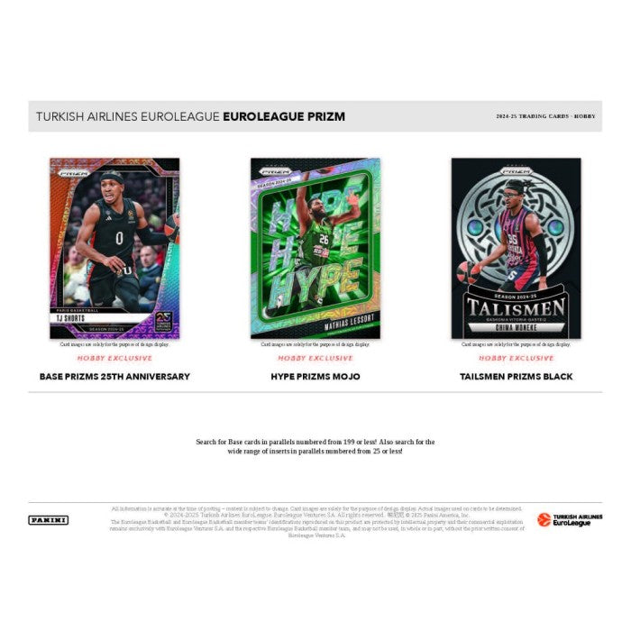 2024-25 Panini Turkish Airlines Euroleague Prizm Basketball Hobby Box - Limited Edition Collectors Cards for NBA Fans & Sports Memorabilia Enthusiasts - Perfect for Trading, Investing and Displaying in Your Collection