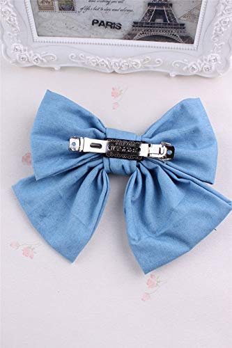 JustMyDress Women's Denim Flower Brooch Hair Clip - Blue Jeans Hairgrips & Hairpin for Girls & Ladies (JW02, Light Blue) | Perfect for Casual Outfits, Weddings & Hair Accessories