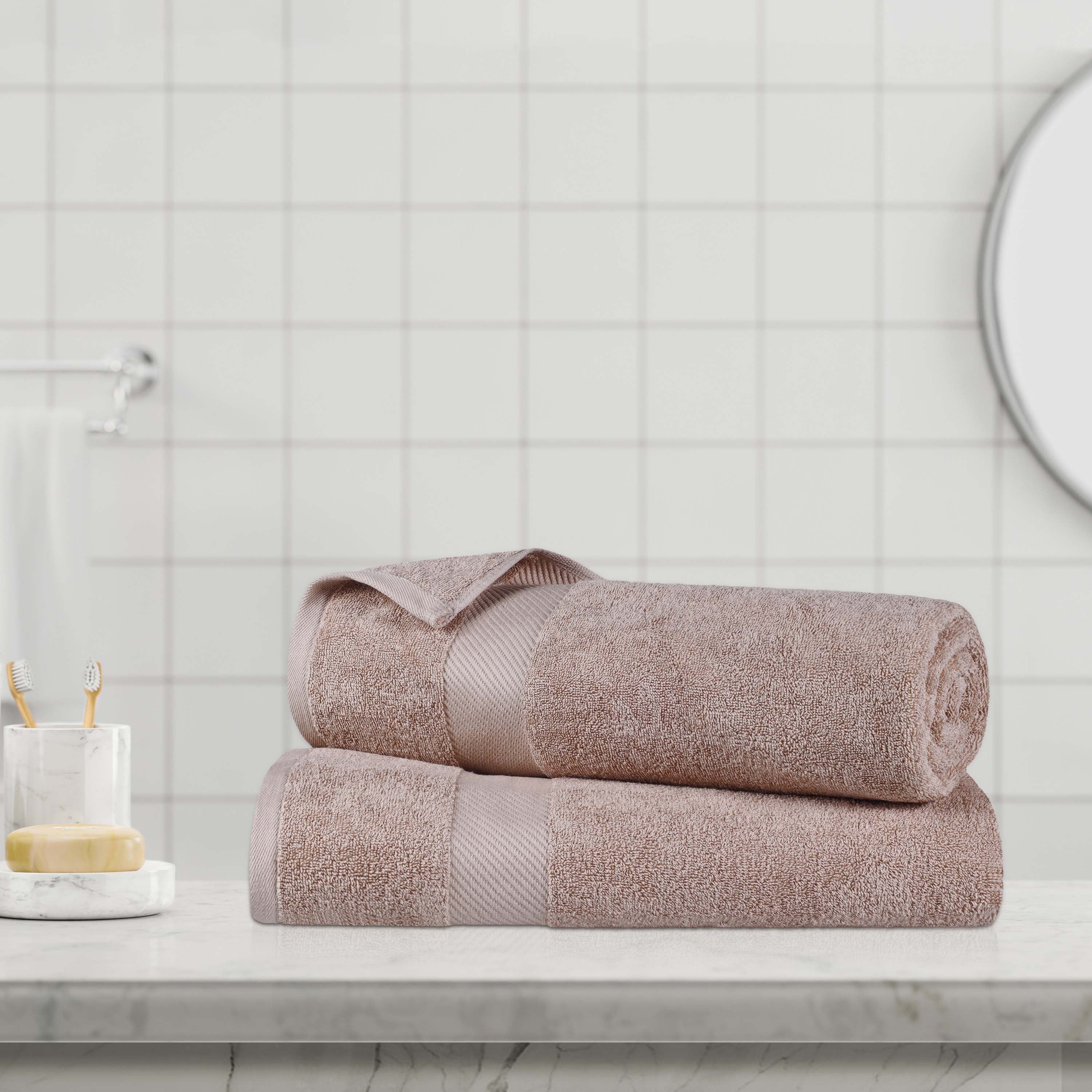 Premium Egyptian Cotton 2-Piece Bath Sheet Set with Luxury Dobby Border - Ultra Soft & Absorbent Towels for Spa, Hotel & Home Bathroom Luxury