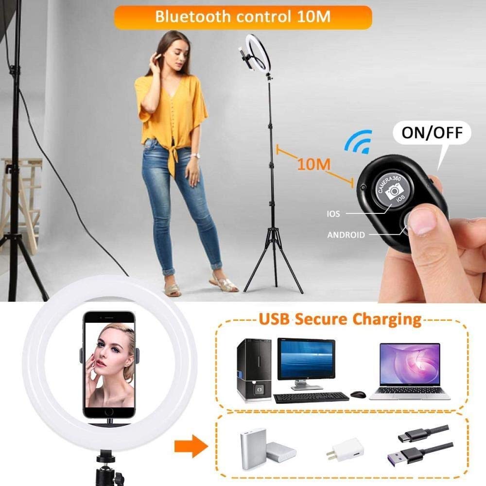 10-inch LED Ring Light with Tripod Stand for Live Streaming, Photography & Video Calls - Perfect for YouTube, TikTok, Instagram & Zoom Meetings