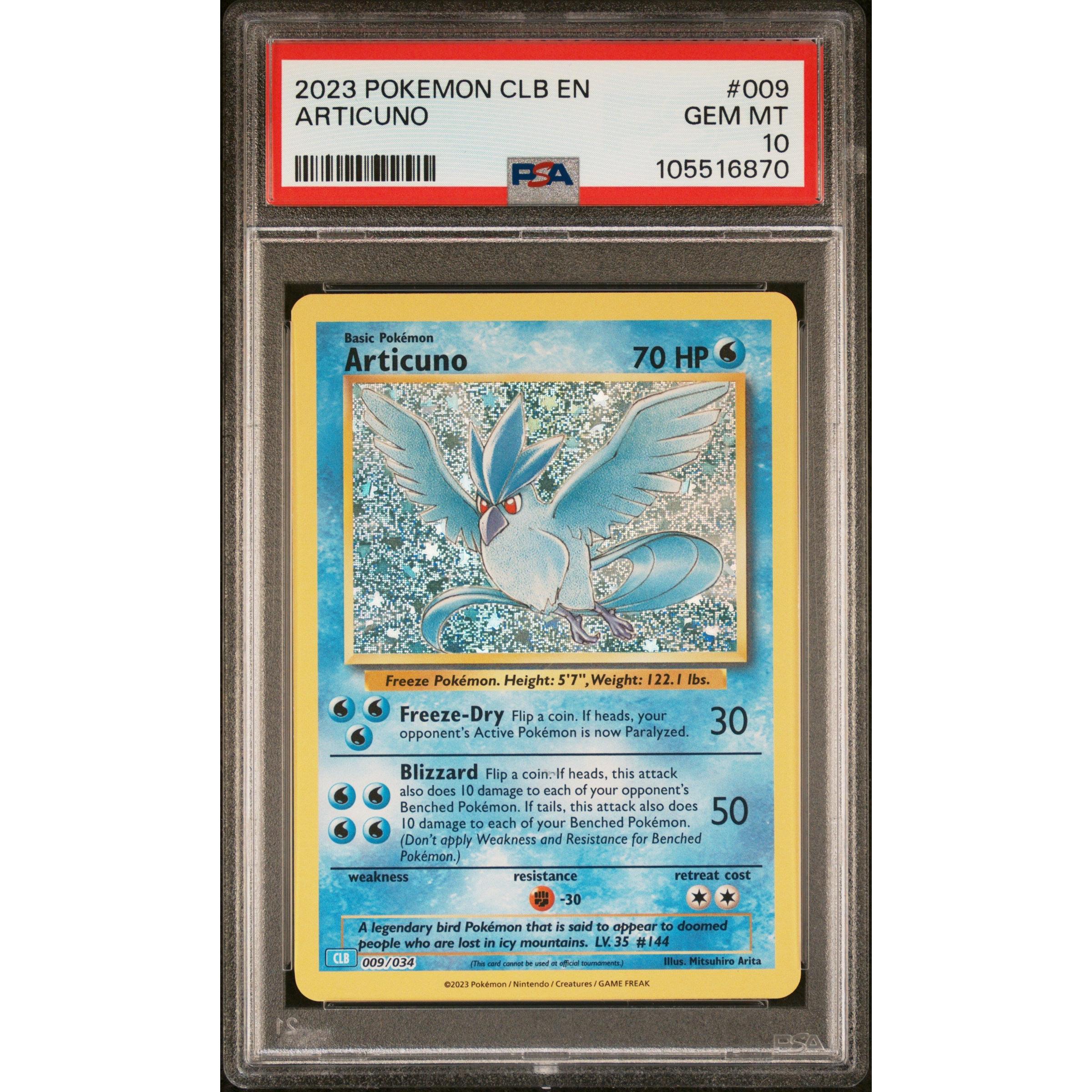 2023 Pokemon Classic Collection Articuno 009/034 PSA 10 Graded Card - Rare Mint Condition Trading Card for Collectors & Battles