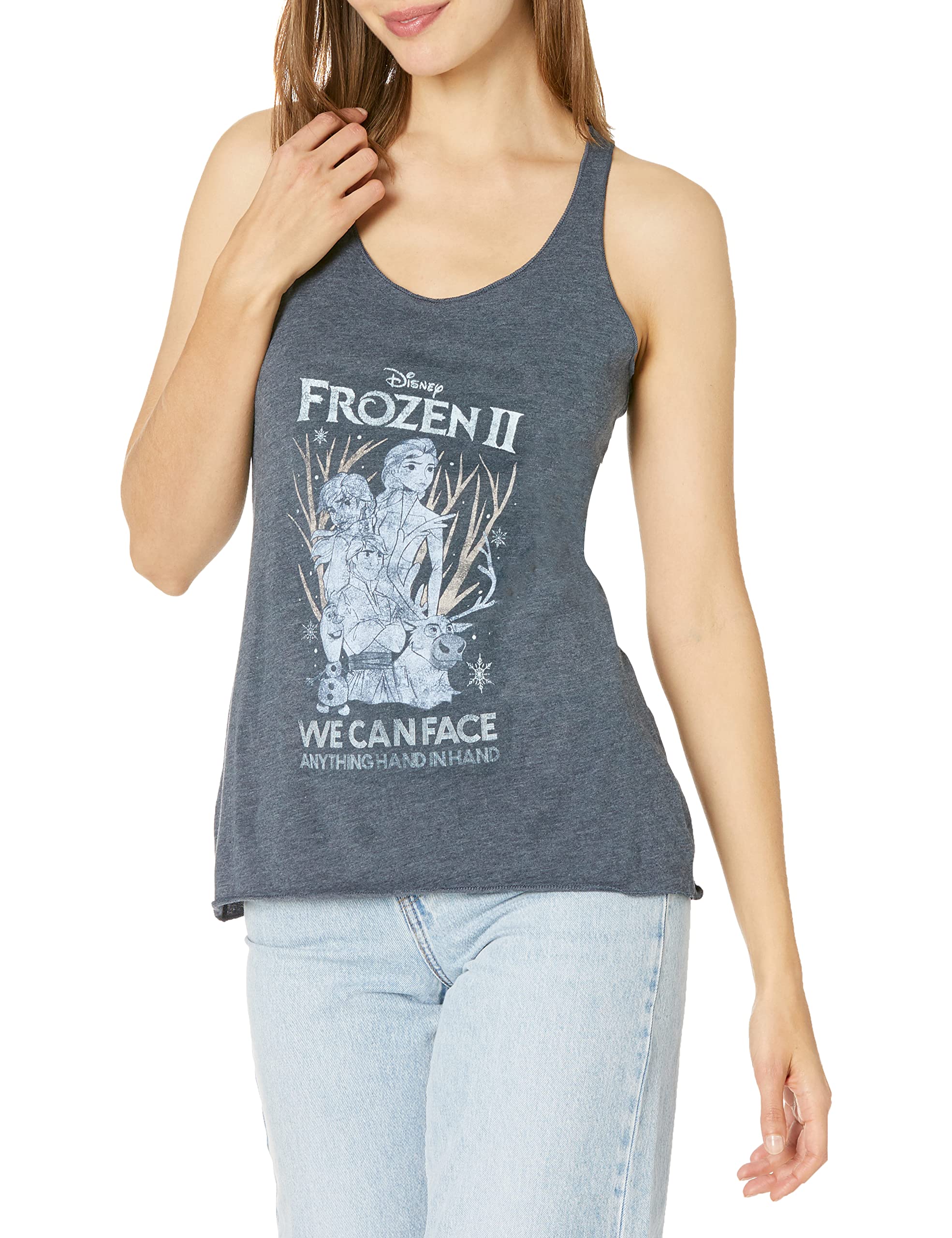 Fifth Sun Women's Frozen 2 Sketchy Group Tri-Blend Racerback Tank Top - Soft Layering Tee for Casual Wear, Gym & Summer Outfits