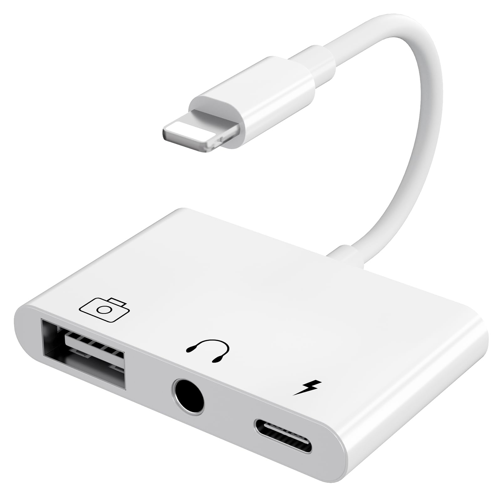 AMLLEN 3-in-1 USB C to Lightning Adapter for iPhone iPad - USB OTG, 3.5mm Headphone Jack & Charging Port - Compatible with Flash Drives, Keyboards, Microphones - Perfect for Music, Work & File Transfers