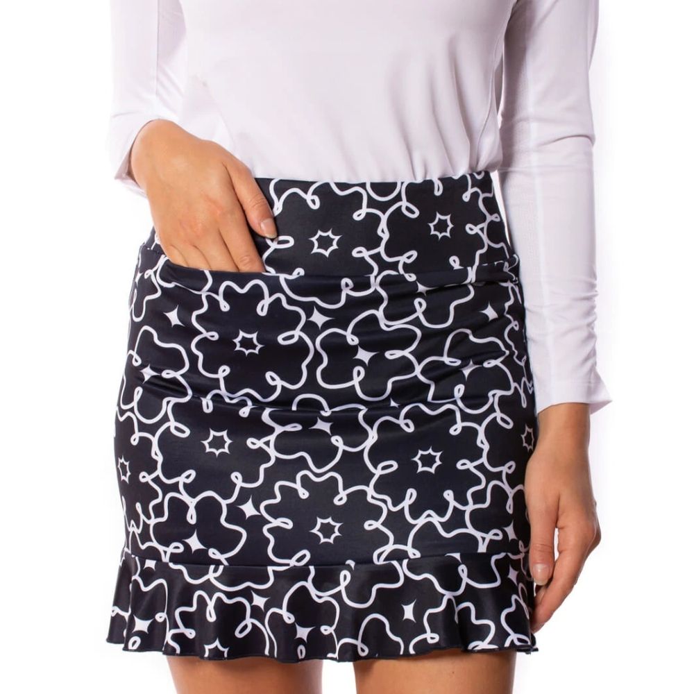 Golftini Women's Constellations Pull-On Ruffle Stretch Skort - Size 18 | Golf, Tennis & Casual Wear Skirt Shorts for Active Women