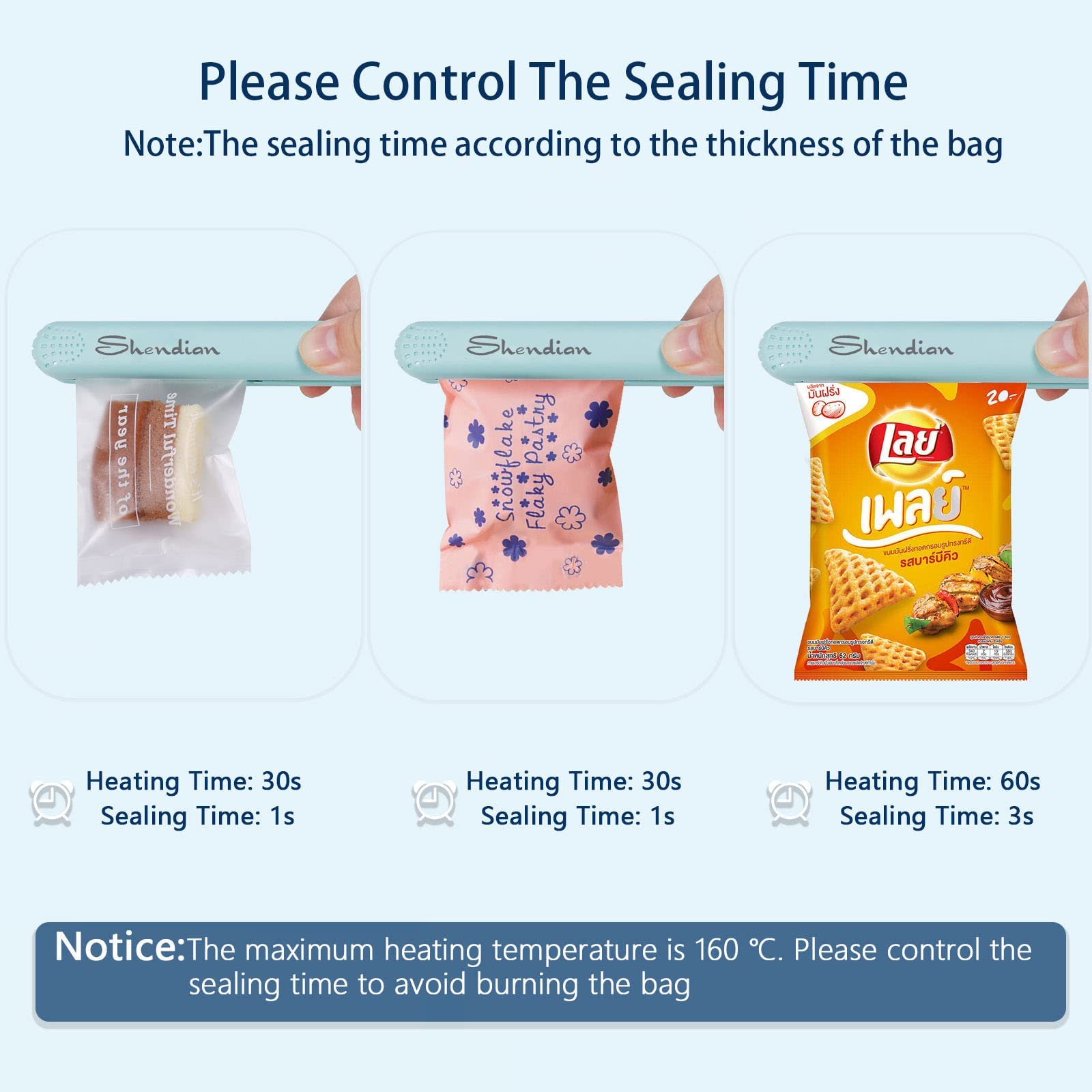Mini Bag Sealer - Portable Handheld Plastic Bag Heat Sealer for Food Storage, Snacks, Chips | Reusable Food Bag Resealer Machine | Compact & Easy to Use for Kitchen, Travel, Camping (Blue)
