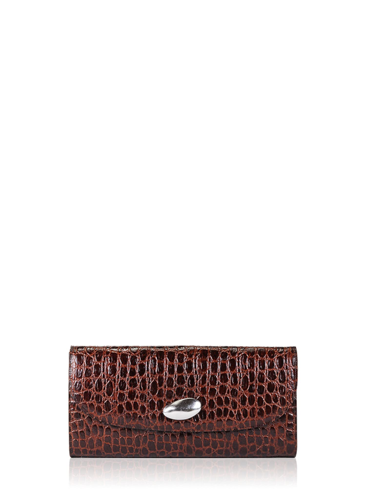 Little Liffner Women's Brown Animal Print Faux Leather Strapless Clutch Handbag Purse for Evening Parties, Weddings & Special Occasions