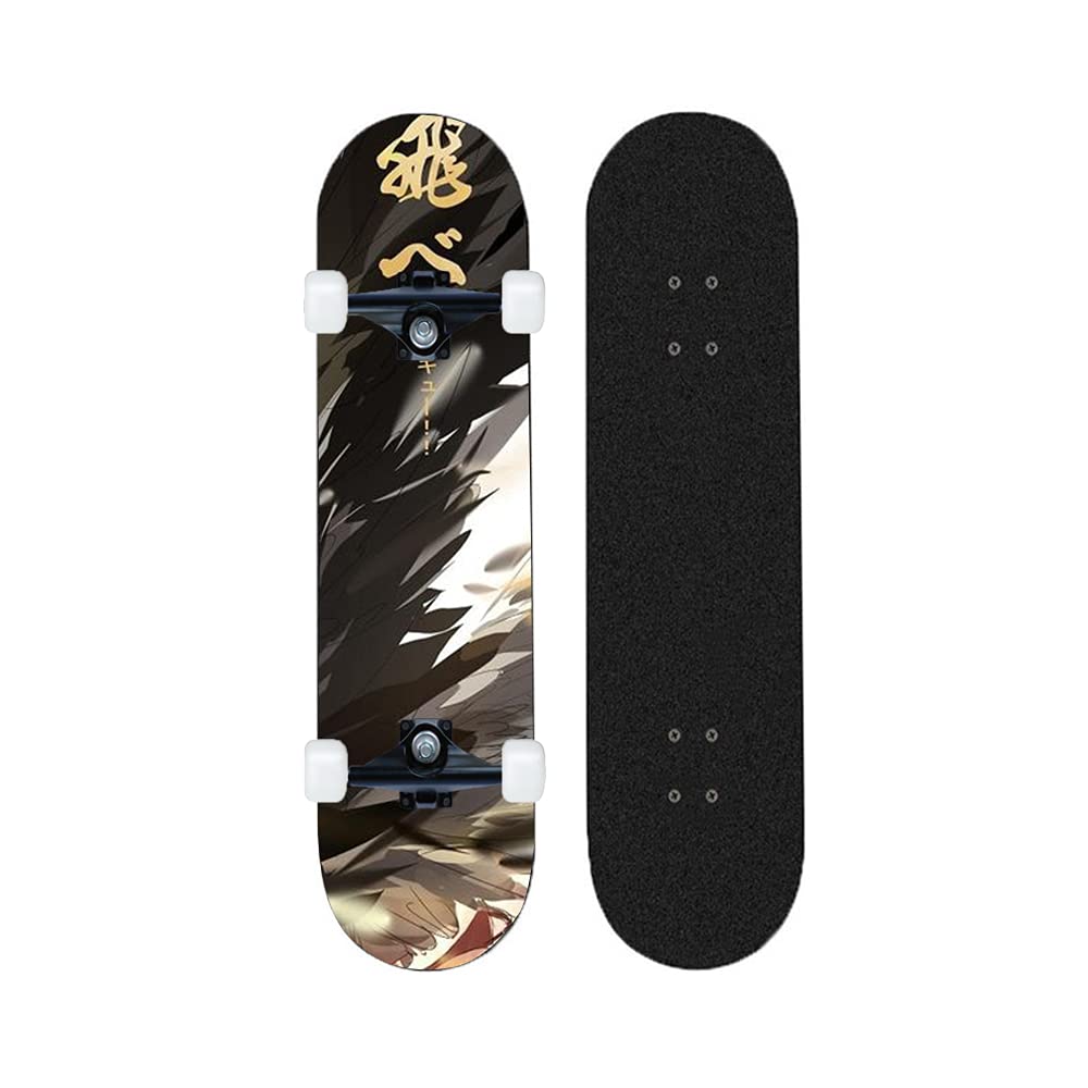 Haikyuu!! Anime Skateboard Deck - 28 Inch 7-Layer Maple Concave Board with 4 Wheels for Adults & Kids | Perfect for Street Skating, Tricks & Anime Fans