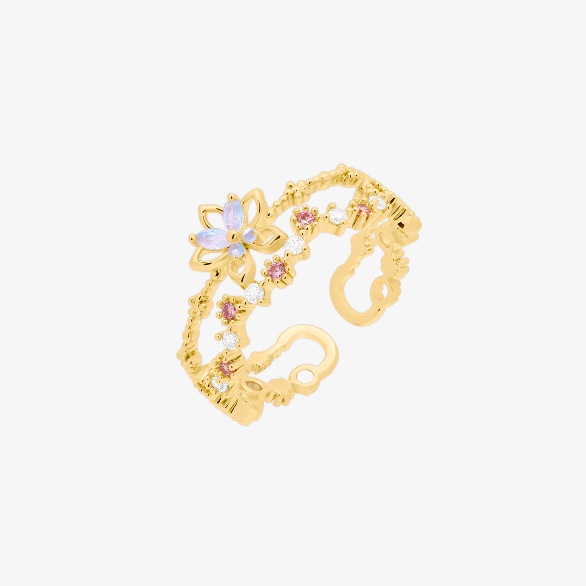 Flower Crown Ring - Elegant Floral Design for Women | Perfect for Weddings, Festivals & Boho Fashion