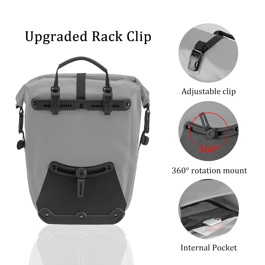**ROCKBROS Waterproof Bike Panniers – 30L Large Capacity Rear Rack Bag for Cycling, Travel & Commuting – Ideal for Bikepacking, Grocery Runs & Daily Rides**