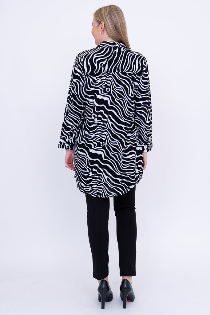 Amed Blouse - Floral Print Women's Top with BW Waves Design | Perfect for Casual Wear, Office Outfits & Summer Fashion