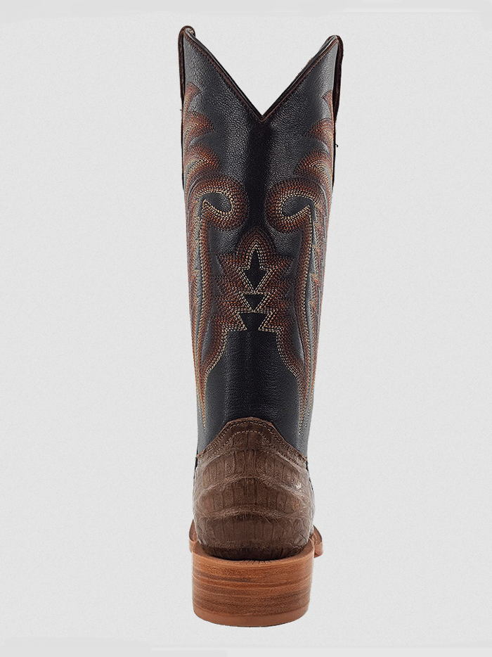 R.Watson RW2004 Men's Genuine Caiman Belly Western Boots in Espresso Brown - Perfect for Rodeo, Country Dancing & Western Fashion