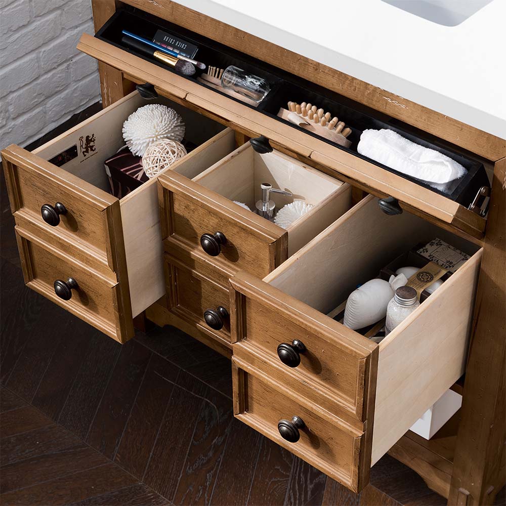 James Martin Vanities Malibu Collection 36-Inch Single Bathroom Vanity in Honey Alder with Countertop Options - Perfect for Modern Bathroom Remodeling and Home Renovation Projects