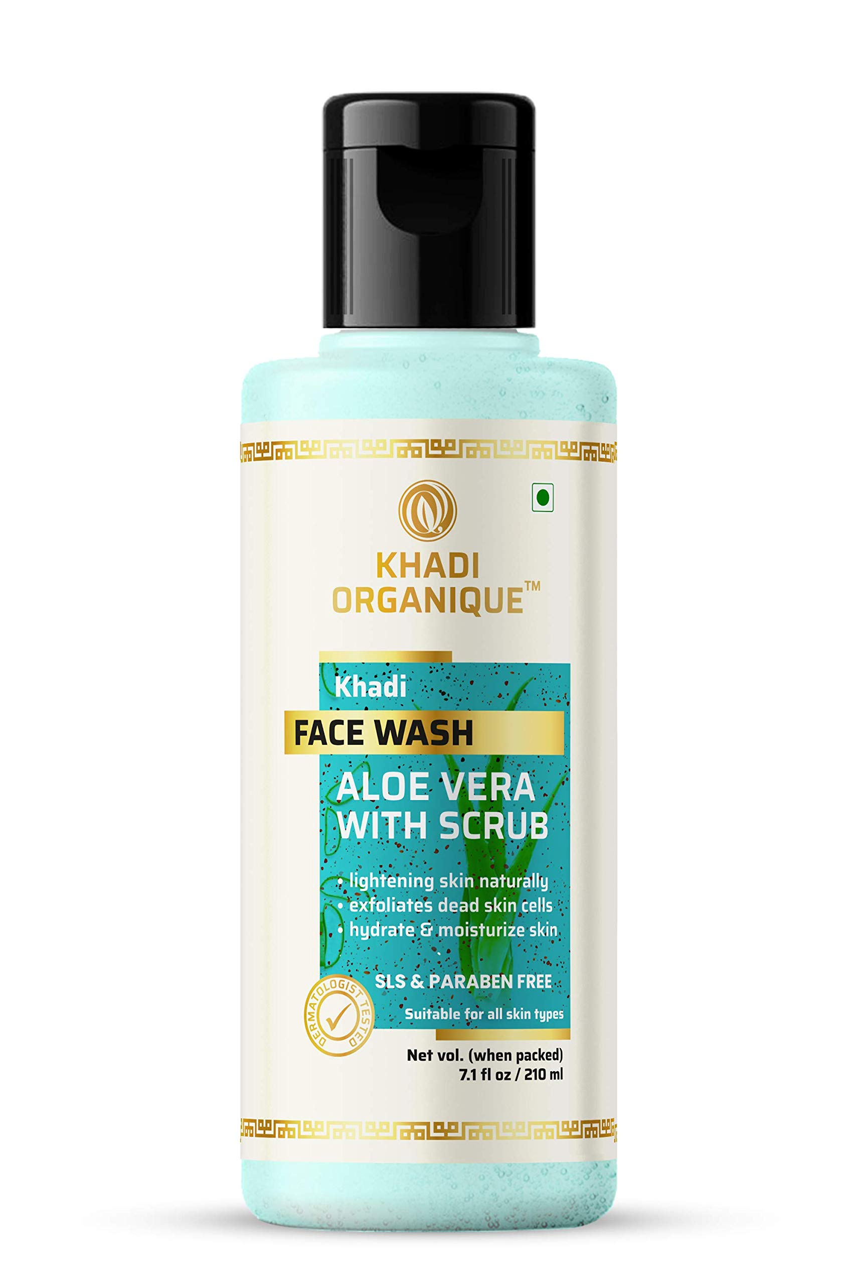 Khadi Organique Aloe Vera Face Wash with Scrub - SLS & Paraben Free - Natural Cleanser for Glowing Skin | Daily Use for Acne, Oily & Sensitive Skin Care