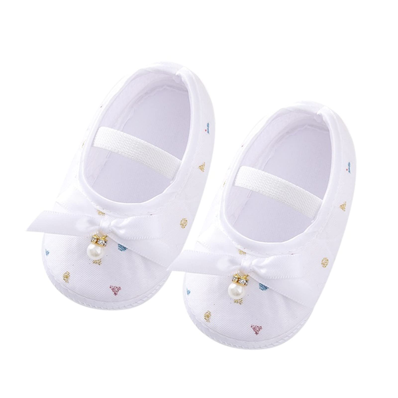 Cute Princess Toddler Shoes with Soft Bow & Pearl - Baby Girls Size 2 for Party & Dress Up