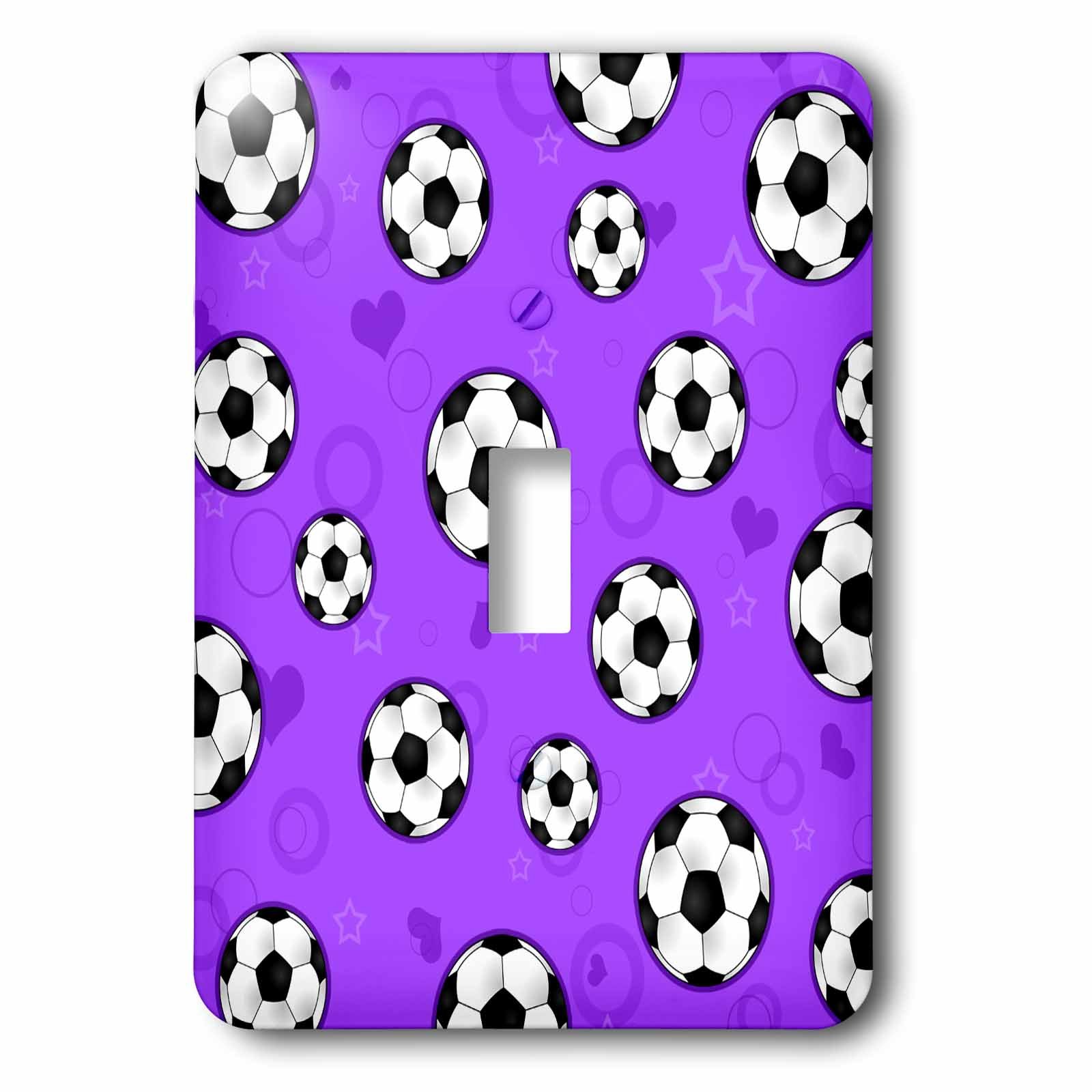3D Rose Cute Purple Soccer Star Print Light Switch Cover - Decorative Switch Plate for Kids Room, Bedroom, Nursery, Playroom - Perfect for Sports Fans and Soccer Lovers