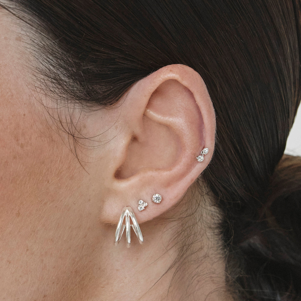 Stylish Triple Hoop Stud Earrings in Sterling Silver for Women | Perfect for Everyday Wear, Parties & Gifts