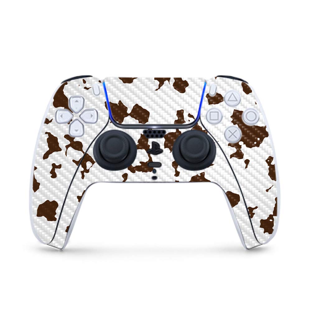 Premium Carbon Fiber Gaming Skin for PS5 Controller - Brown Cow Design | Durable Textured Finish | Easy to Apply & Remove | Made in USA | Perfect for Gaming Enthusiasts & Customization Lovers