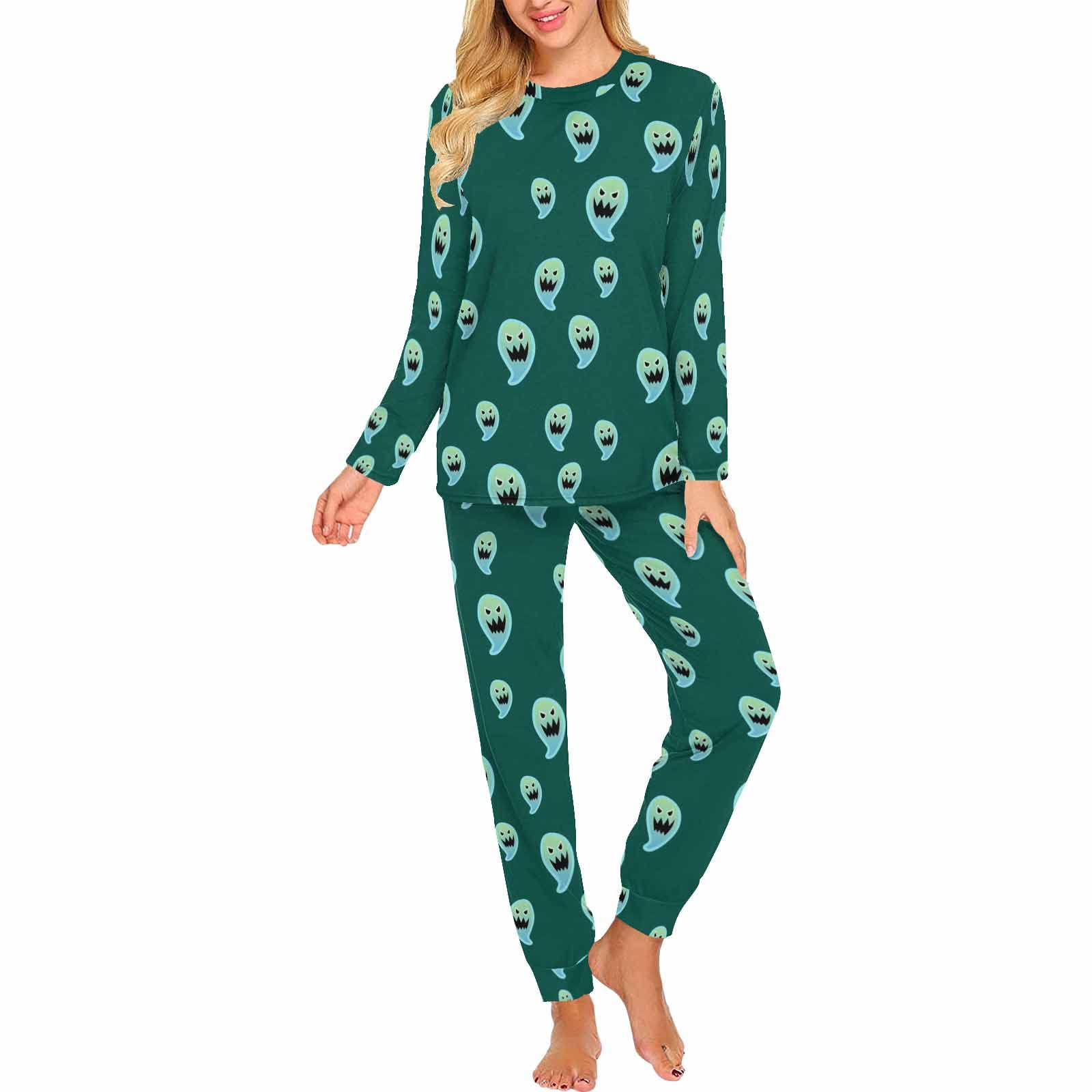 InterestPrint Green Monster Women's 2-Piece Sleepwear Lounge Set - Soft Sweatshirt & Comfortable Jogger Pajamas for Women | Cozy Loungewear for Relaxing at Home, Sleeping & Casual Wear