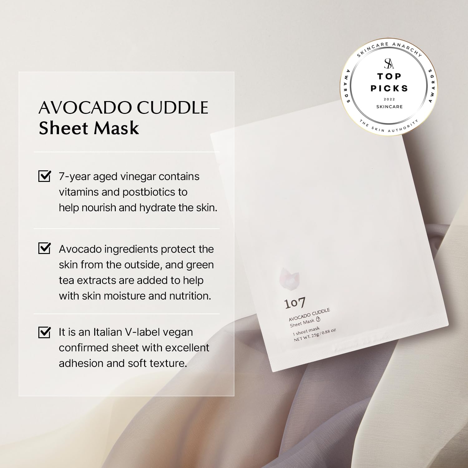 Avocado Face Mask Pack - 5 Sheets with Niacinamide for Dry Skin | Korean Skincare for Hydration & Nourishment