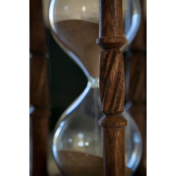 Premium Solid Chechen Wood Hourglass with Spiral Spindles - 3/5/10 Minute Sand Timer for Home Office Decor, Meditation, Yoga & Gift Giving