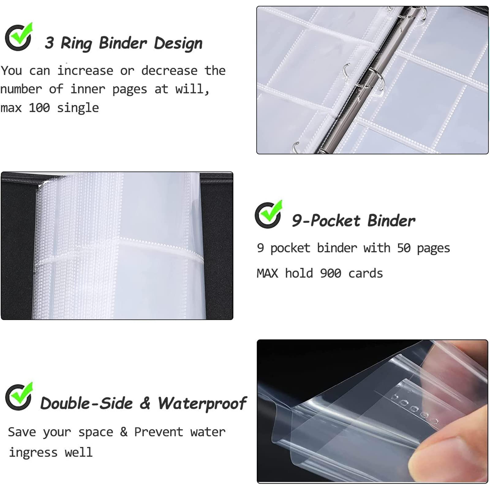 Premium 900-Pocket Hockey Card Binder - Trading Card Collector Album with 50 Removable Sleeves for Sports & Hockey Cards | Perfect for Organizing, Displaying, and Protecting Your Valuable Card Collection at Home or Tournaments