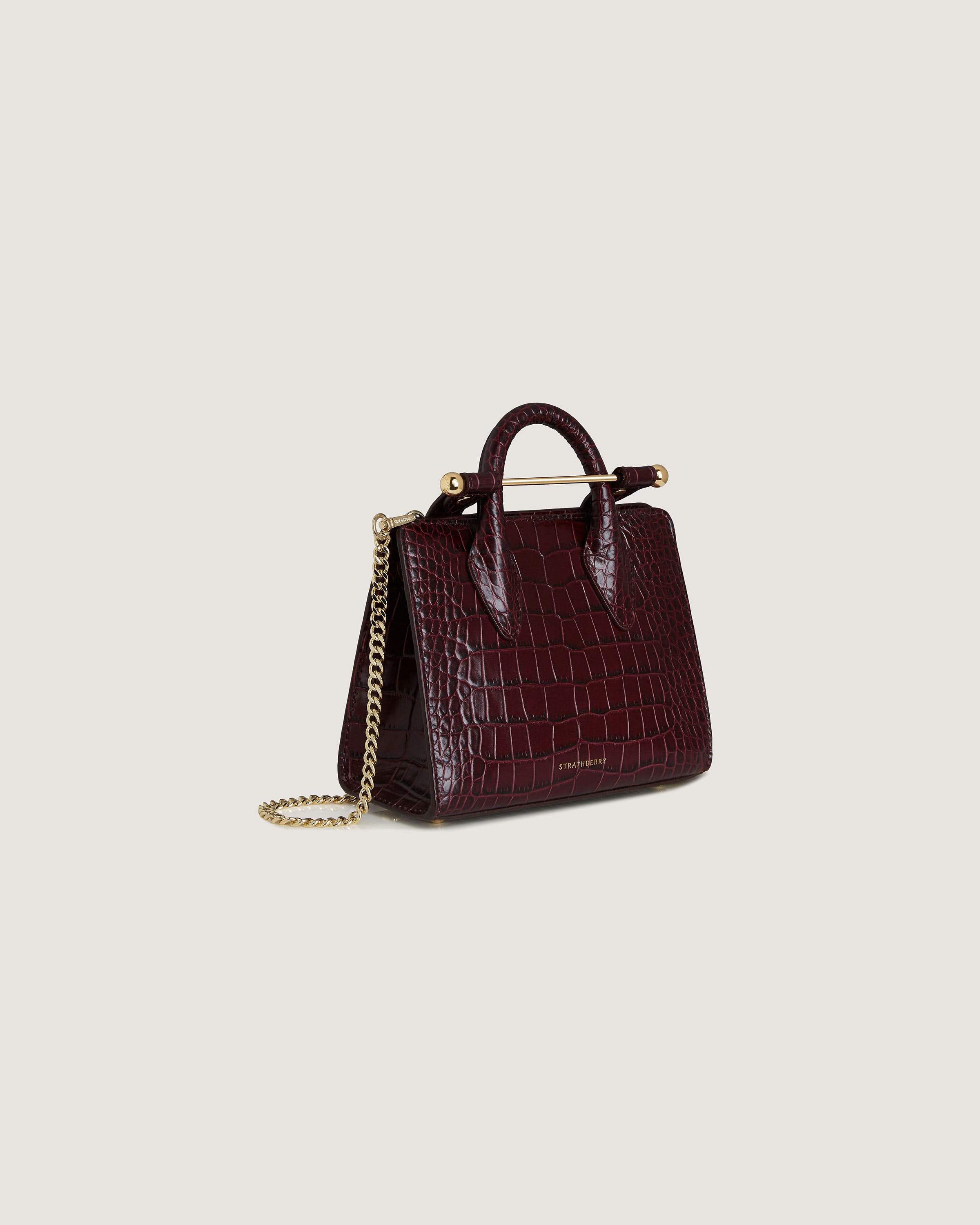 Premium Nano Tote Bag - Genuine Croc Embossed Leather in Burgundy | Stylish & Durable Handbag for Women | Perfect for Work, Travel & Everyday Use