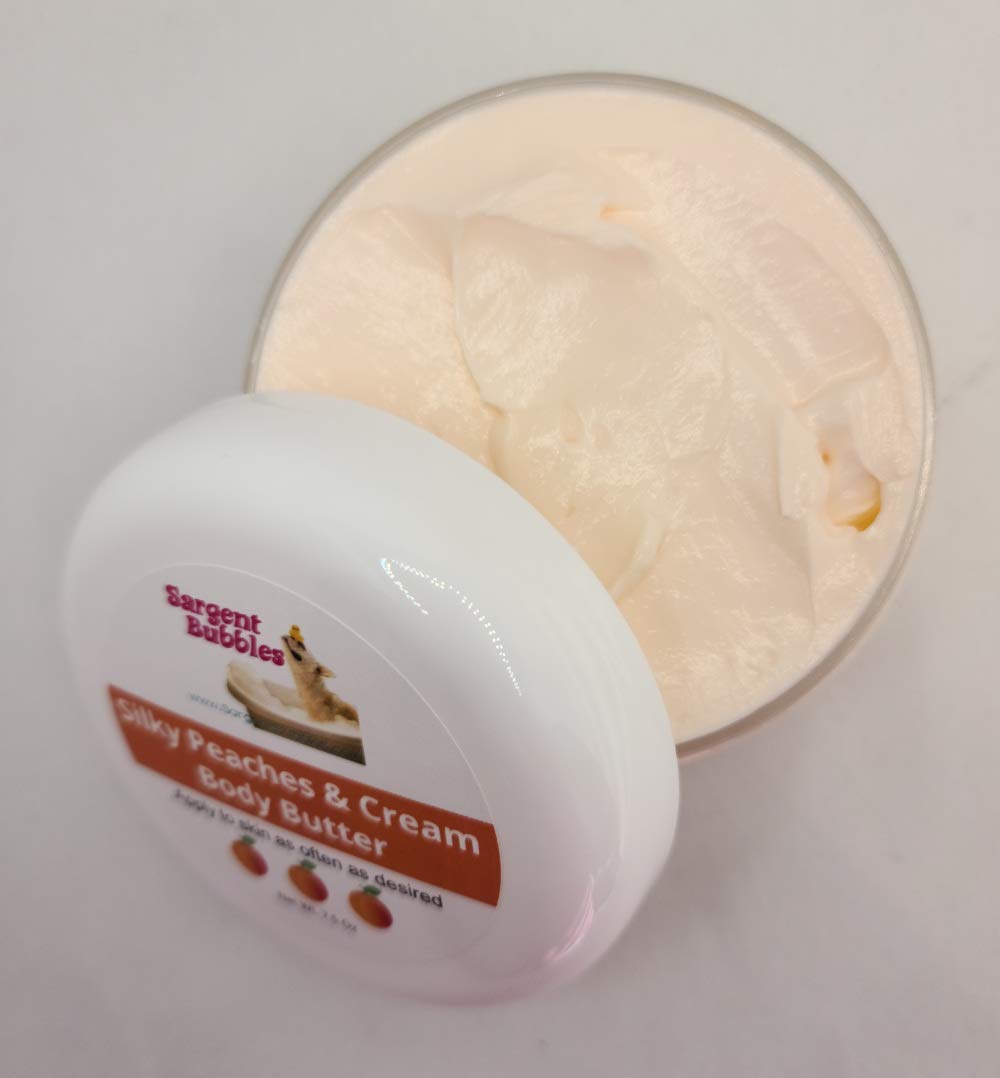 Silky Peaches & Cream Body Butter for Dry Skin - Ultra Moisturizing Peach Scented Lotion - Skin Regeneration Cream - Lightweight Formula for Eczema & Rosacea - Perfect for Daily Hydration & Nighttime Skin Repair