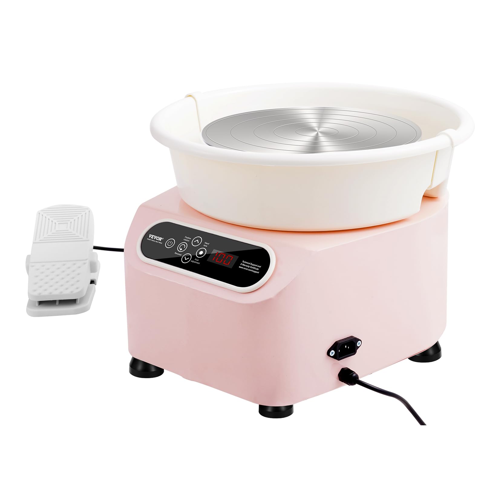 VEVOR 11 Inch Electric Pottery Wheel - 450W Ceramic Shaping Machine with Foot Pedal & LCD Touch Screen for DIY Clay Art, Ceramics, and Home Decor Projects - Pink Forming Tool for Artists and Crafters