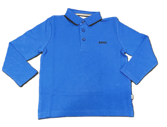 HUGO BOSS Men's Mini Me Long Sleeve Polo Shirt - Classic Fit Cotton Casual Top for Work & Weekend Wear (Size 4-14A) | Perfect for Office, Golf & Smart Casual Outings