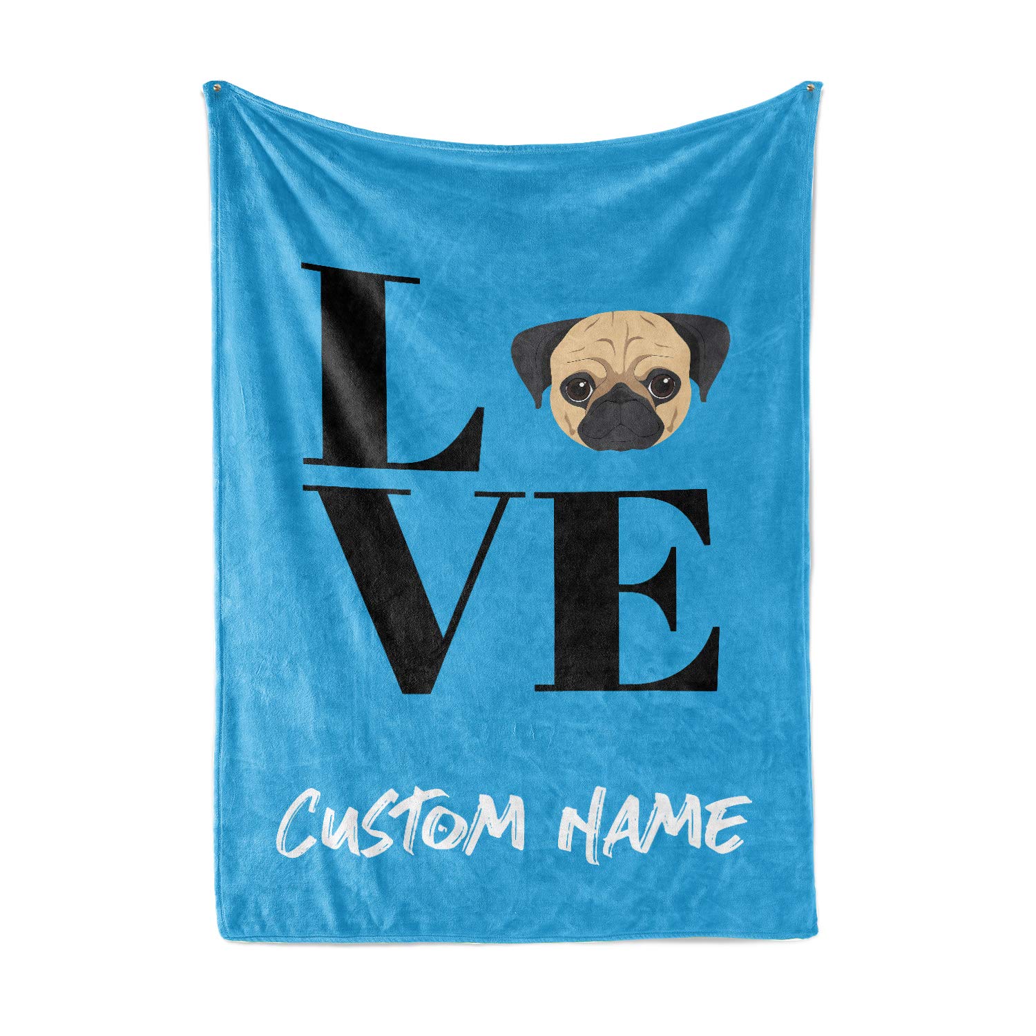Custom Name Fleece Throw Blanket for Pug Lovers - Personalized Lightweight Cozy Blanket Gift for Dog Owners, Mom, Dad & Kids | Perfect for Cuddling, Pet Photo Shoots & Family Movie Nights