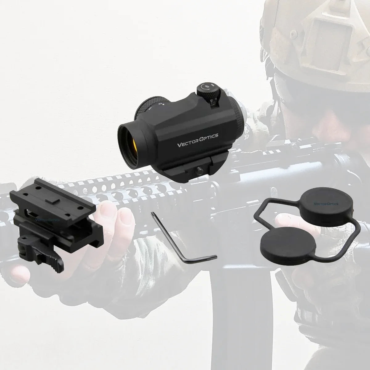 Vector Optics Maverick GenII 1x22 Red Dot Sight - Tactical Rifle Scope with QD Mount for Hunting & Airsoft | Compatible with .308 & Real Firearms | Ideal for Close-Range Shooting, Tactical Training & Outdoor Adventures