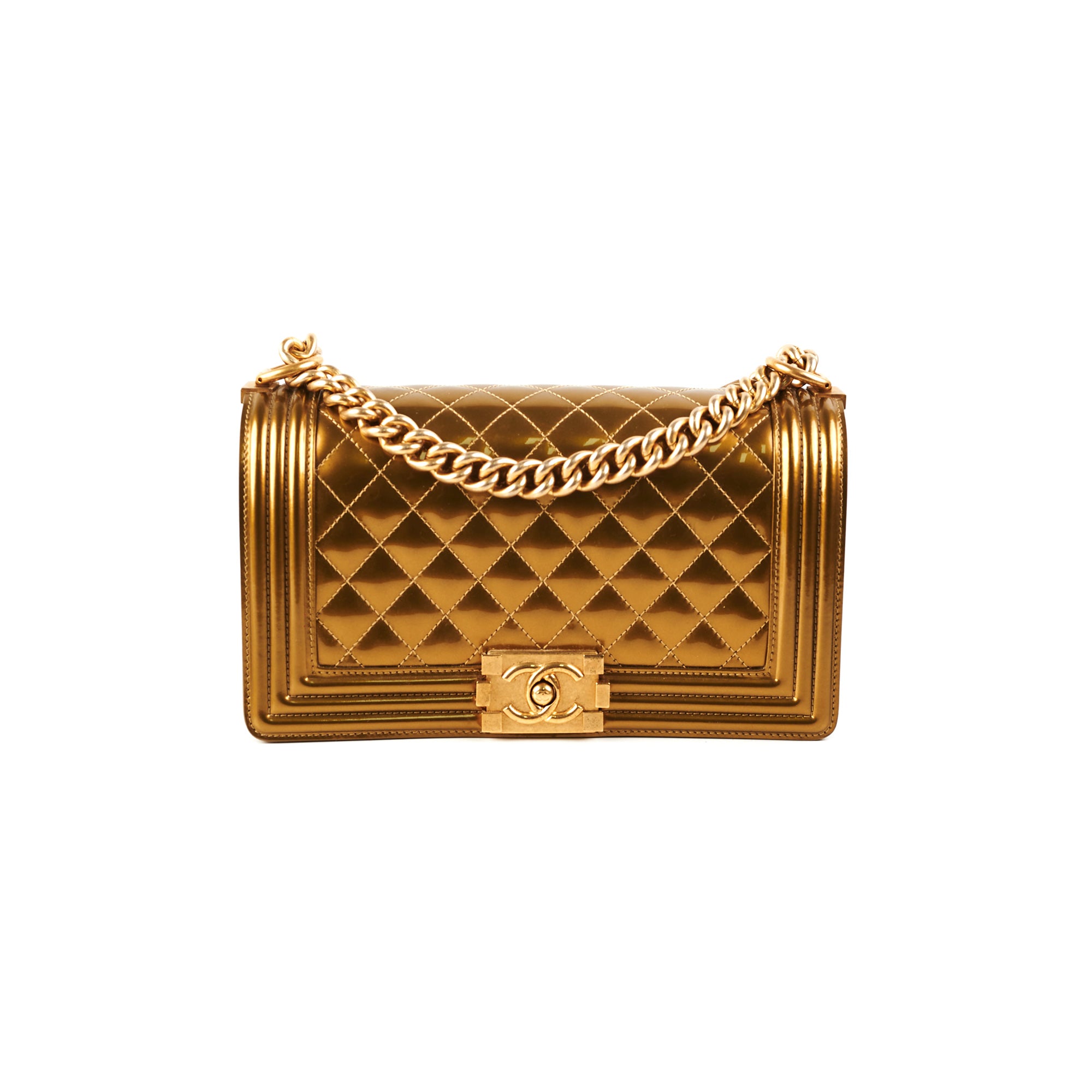 Chanel Medium Boy Flap Bag in Patent Leather with Gold Hardware - Perfect for Evening Events & Luxury Fashion Accessories