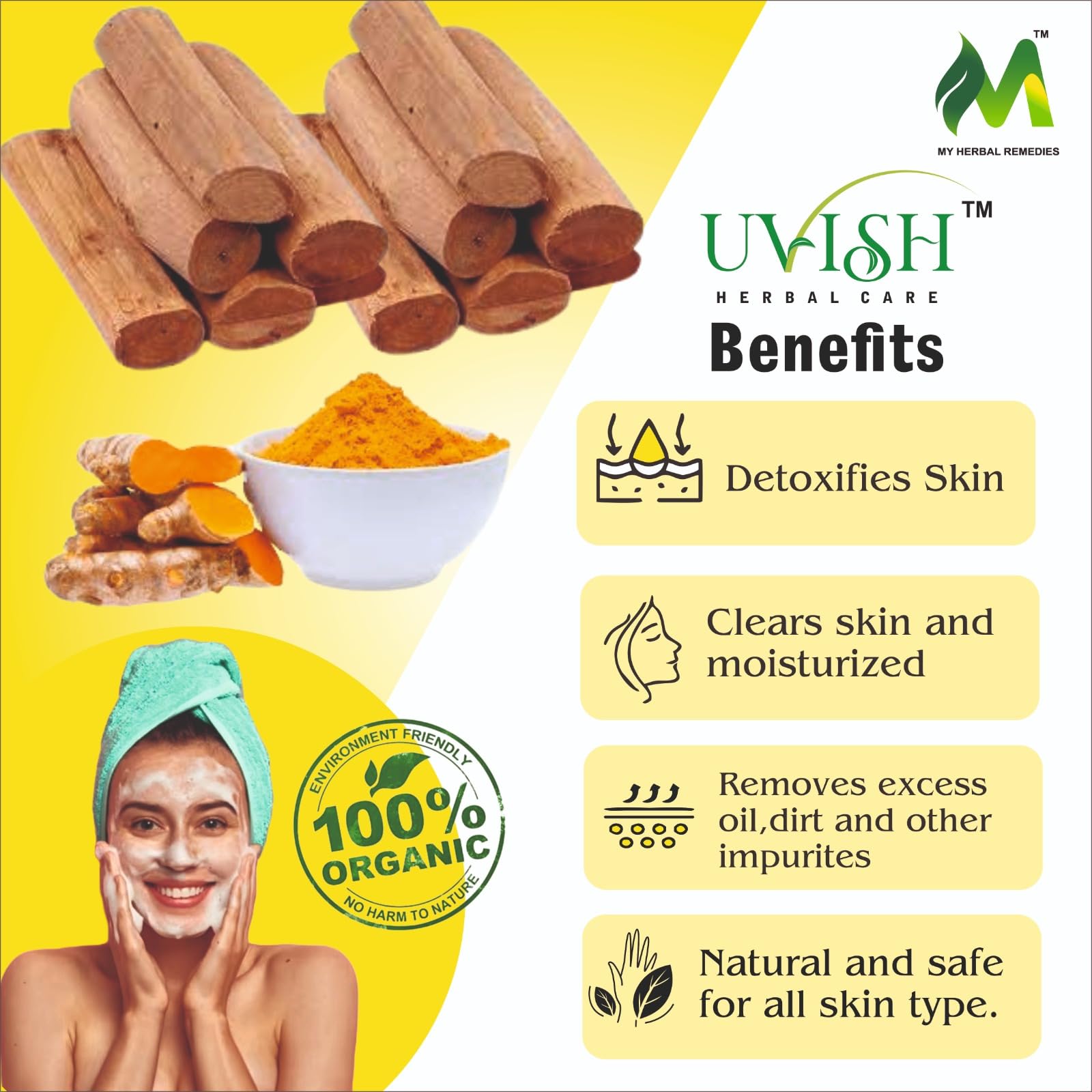 Uvish Haldi Chandan Face Wash - Ayurvedic Turmeric & Sandalwood Face Cleanser for Men & Women | Brightening & Detanning Formula with Ubtan | 100ml | Perfect for Daily Skincare Routine & Achieving Radiant Glow