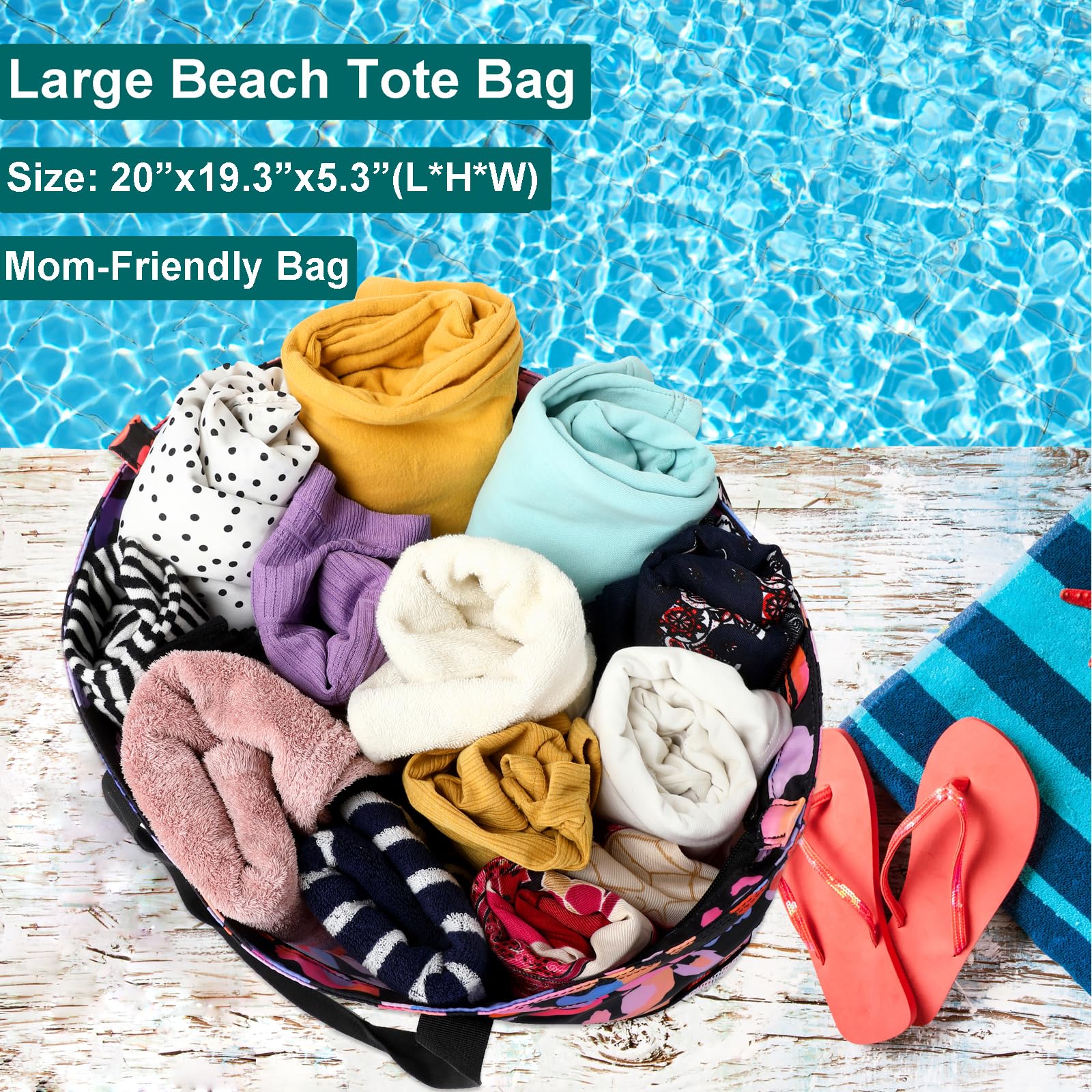 Waterproof Beach Tote Bag for Women with Cooler - Sandproof Pool Travel Tote