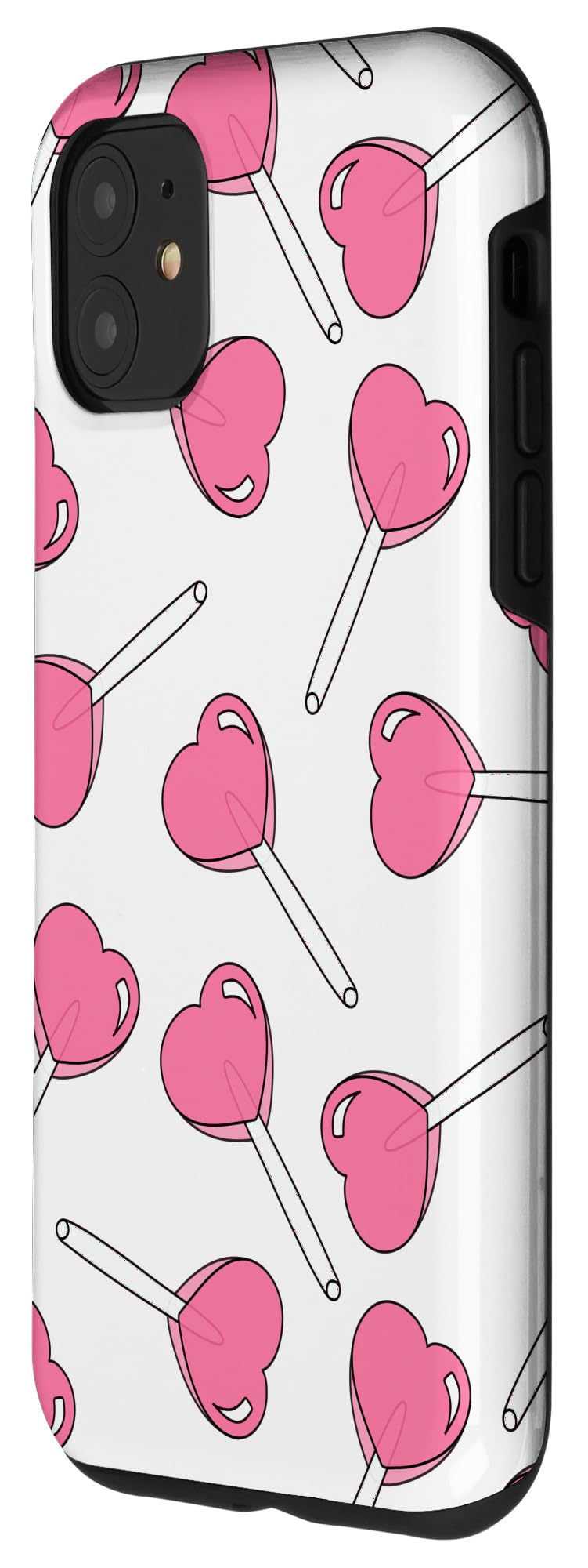 Pink Aesthetic iPhone 11 Heart Lollipop Phone Case - Valentine's Day Gift, Cute Protective Cover for Women & Girls - Perfect for Date Night, Selfies & Everyday Use