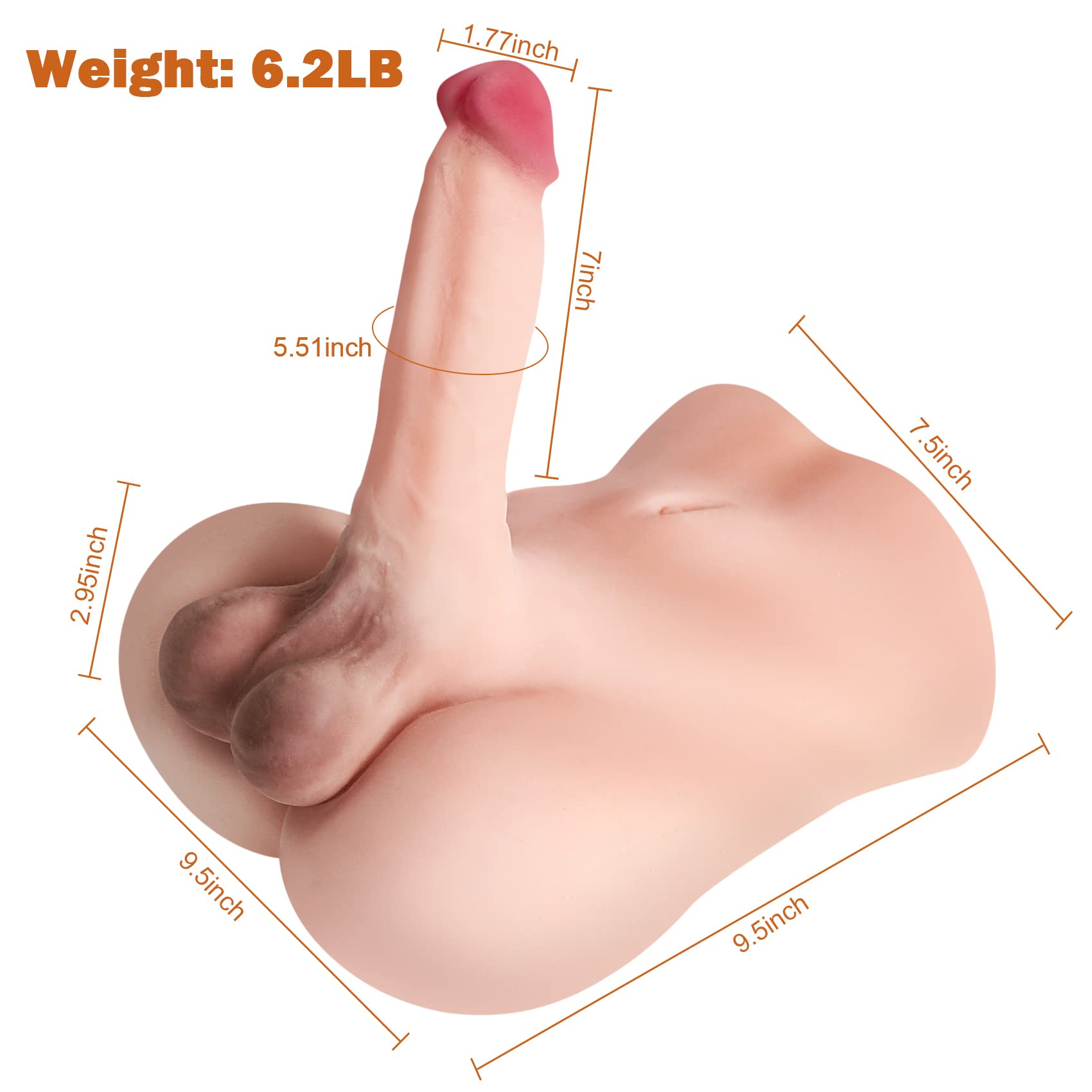 Realistic Male Sex Doll with Large Dildo - 6.2LB Unisex Adult Toy for Women, Men & Couples - Perfect for Solo Play, Couples Exploration & LGBTQ+ Pleasure