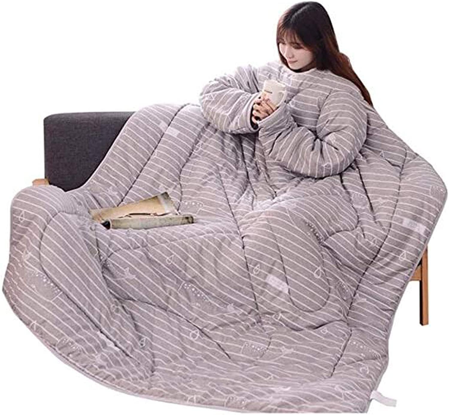 MOSHUO Wearable Blanket with Sleeves - Ultra Soft Winter Quilt for Adults, Warm Thickened Fleece Blanket for Homework, Gaming & Relaxing - Gray 59x79 inches (150x200cm) - Perfect for Cozy Evenings, Movie Nights & Cold Weather Lounging