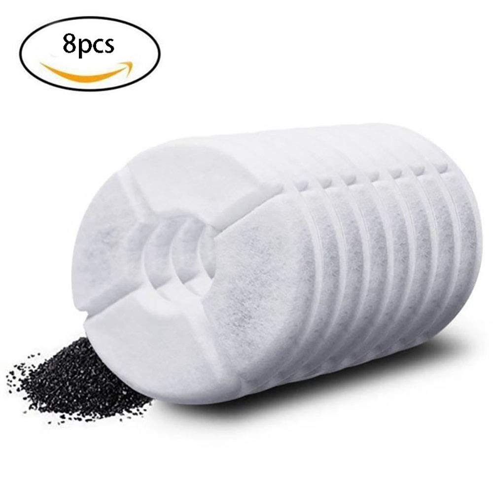 SS SUNSBELL 8-Pack Replacement Water Fountain Filters - White Sponge Filter Set for Pet Drinking Fountains | Compatible with Most Pet Water Dispensers | Improves Water Quality & Reduces Algae Growth