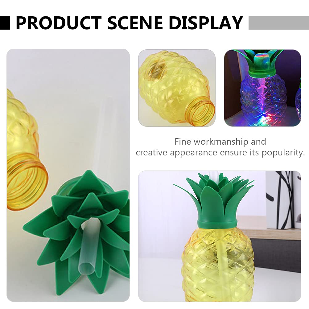 DOITOOL 3-Pack 500ml Pineapple Shaped Cups with Straws & LED Lights - Fun Tropical Drinkware for Pool Parties, Summer BBQs, and Beach Vacations