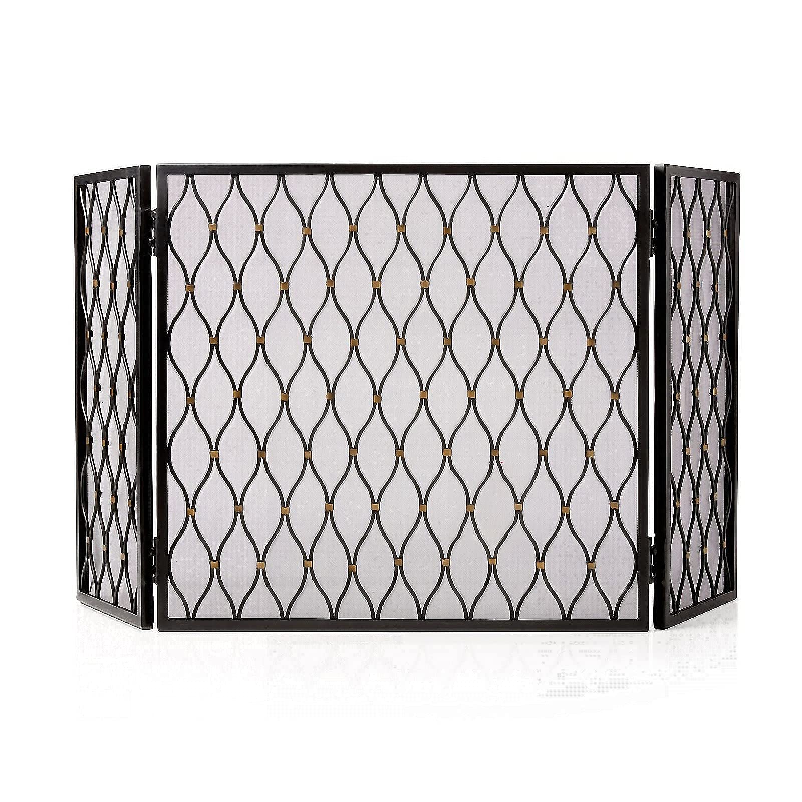 Heavy Duty 3-Panel Free-Standing Fireplace Screen - 30.7
