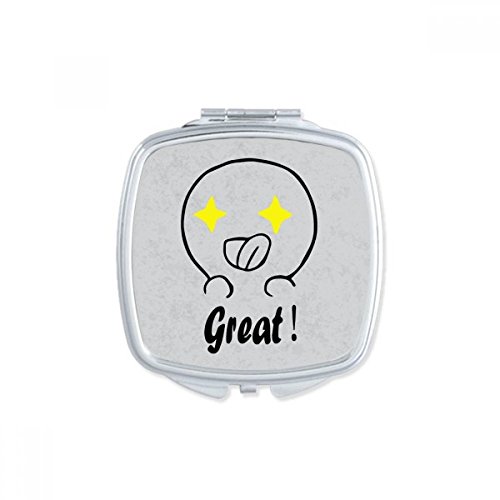 DIYthinker Black Cute Chat Happy Pattern Square Mirror - Portable Compact Double Sided Makeup Mirror for Purse, Travel & Touch-ups (3.5