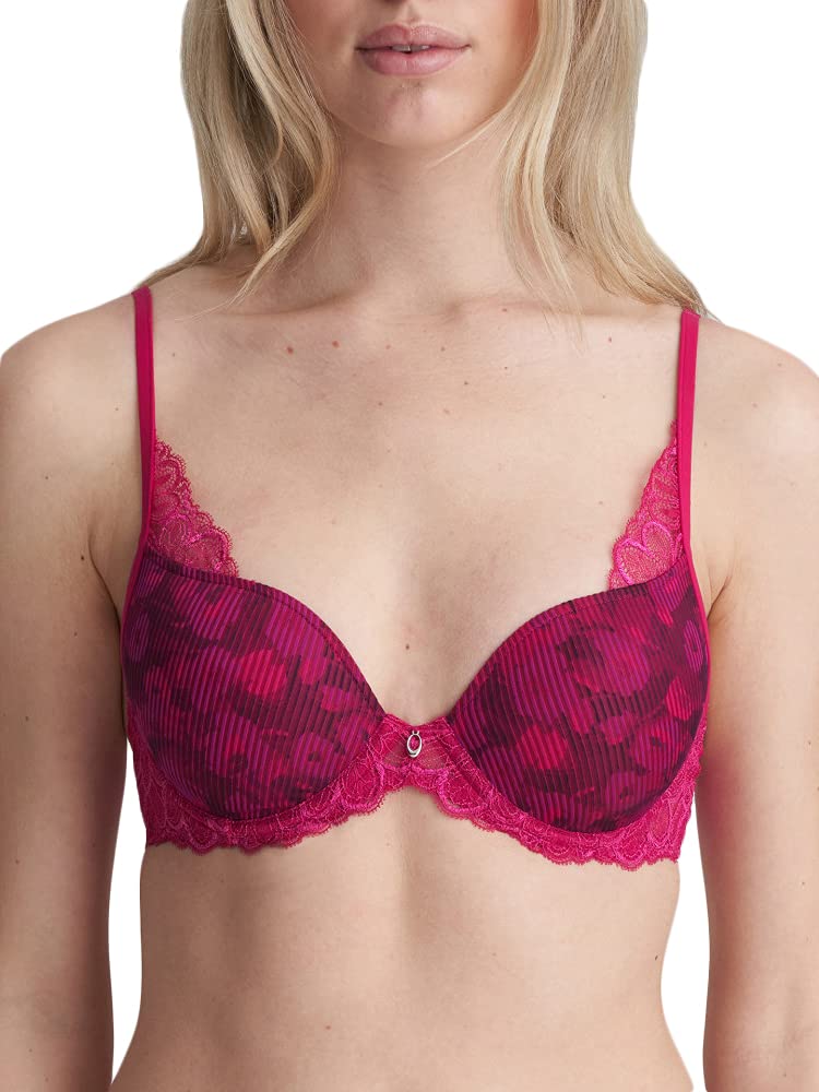 Marie Jo Anna Heart Shaped Padded Bra Amarena US 36A - Comfortable Lace Underwire Push Up Bra for Women, Perfect for Valentine's Day & Date Night