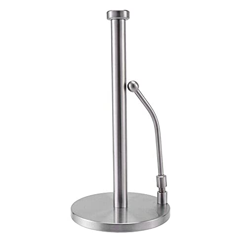 Stainless Steel Paper Towel Holder - 3X Satisfader Standing & Wall Mount Tissue Dispenser with One-Handed Tear Design | Perfect for Kitchen, Bathroom & Office Use