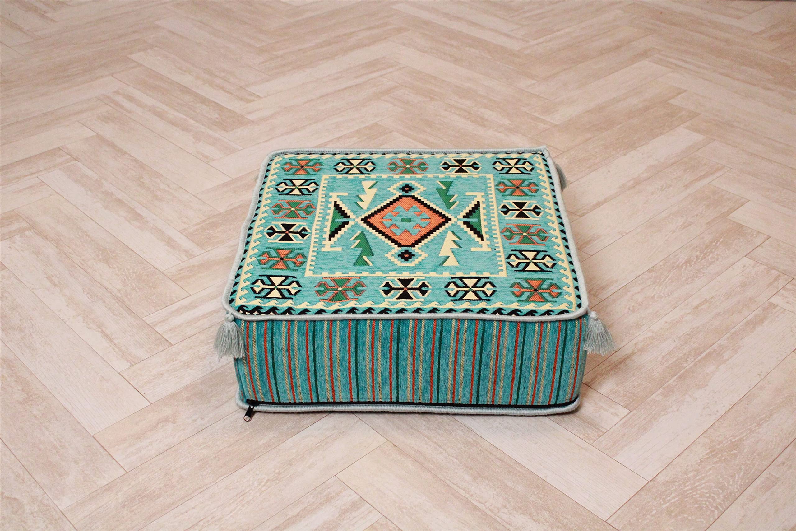 Arabic Floor Cushions & Ottoman - Traditional Majlis Seating for Home Decor, Jalsa, and Oriental Living Room Furniture - Perfect for Relaxation, Meditation, and Cultural Gatherings (MA 40 Ottoman Only)