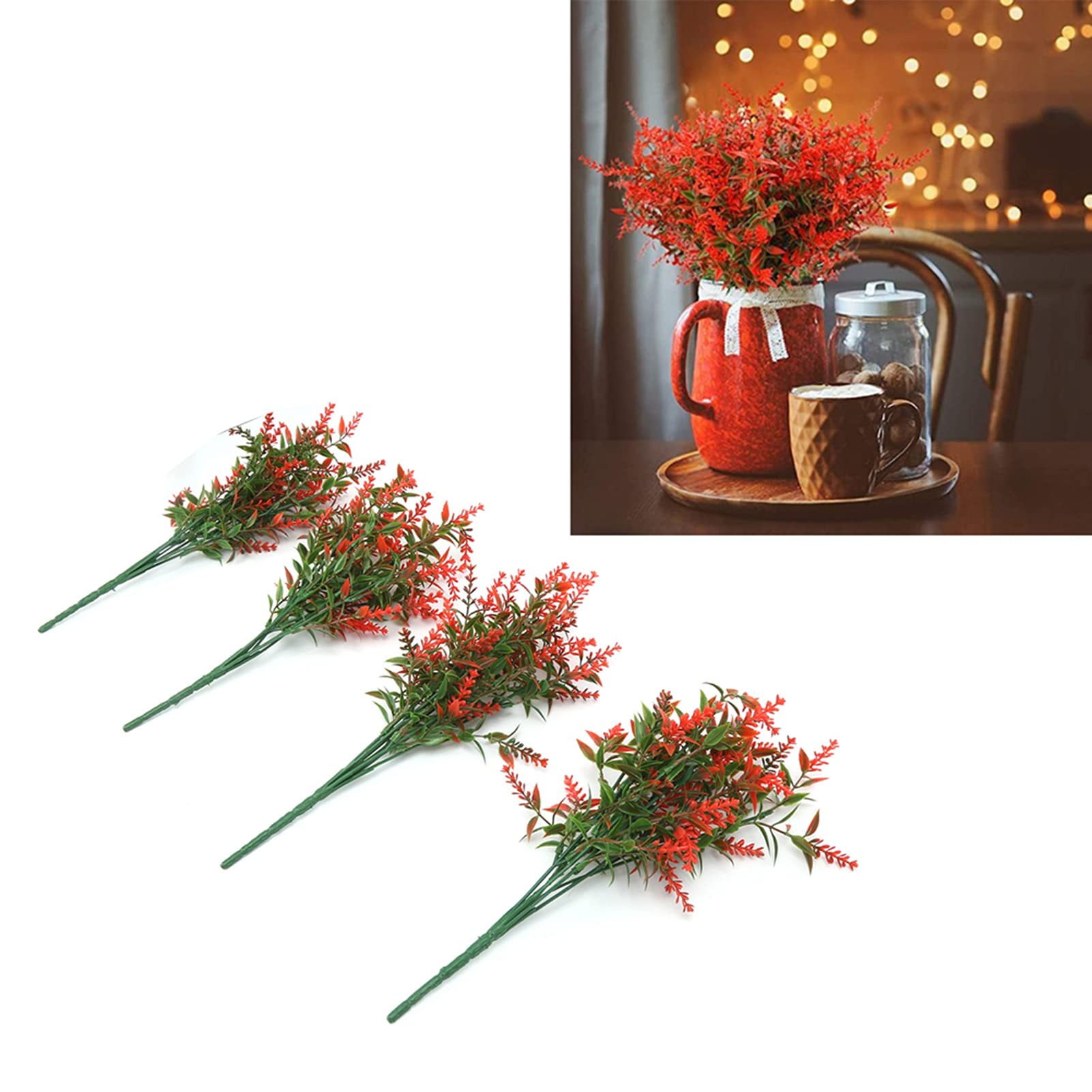 LZKW Artificial Lavender Flowers - 4PCS Fade-Resistant Fake Lavender Bouquets for Home Office Wedding Decor, Dining Table Centerpiece, Coffee Shop & Walkway Decoration