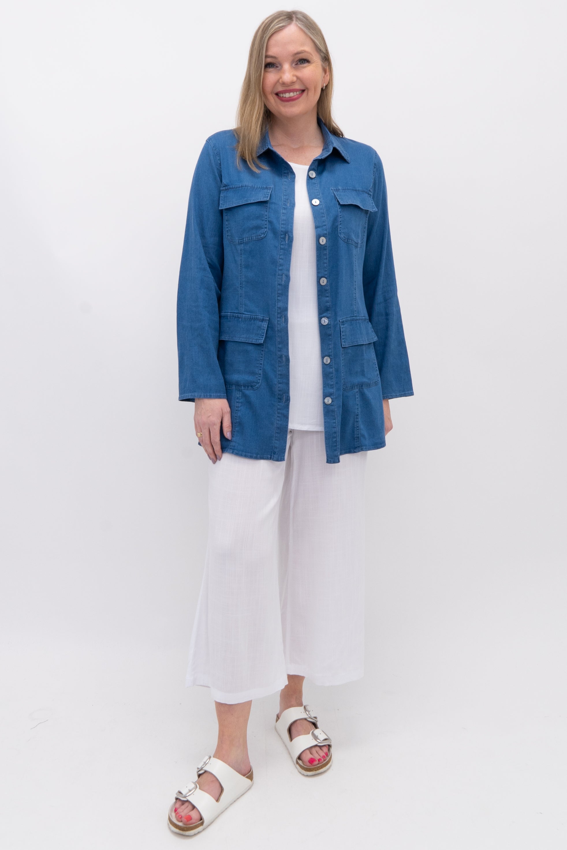 Kelly Jacket - Women's Tencel Denim Jacket for Spring & Fall | Lightweight Comfortable Outerwear for Casual Wear, Travel & Outdoor Activities