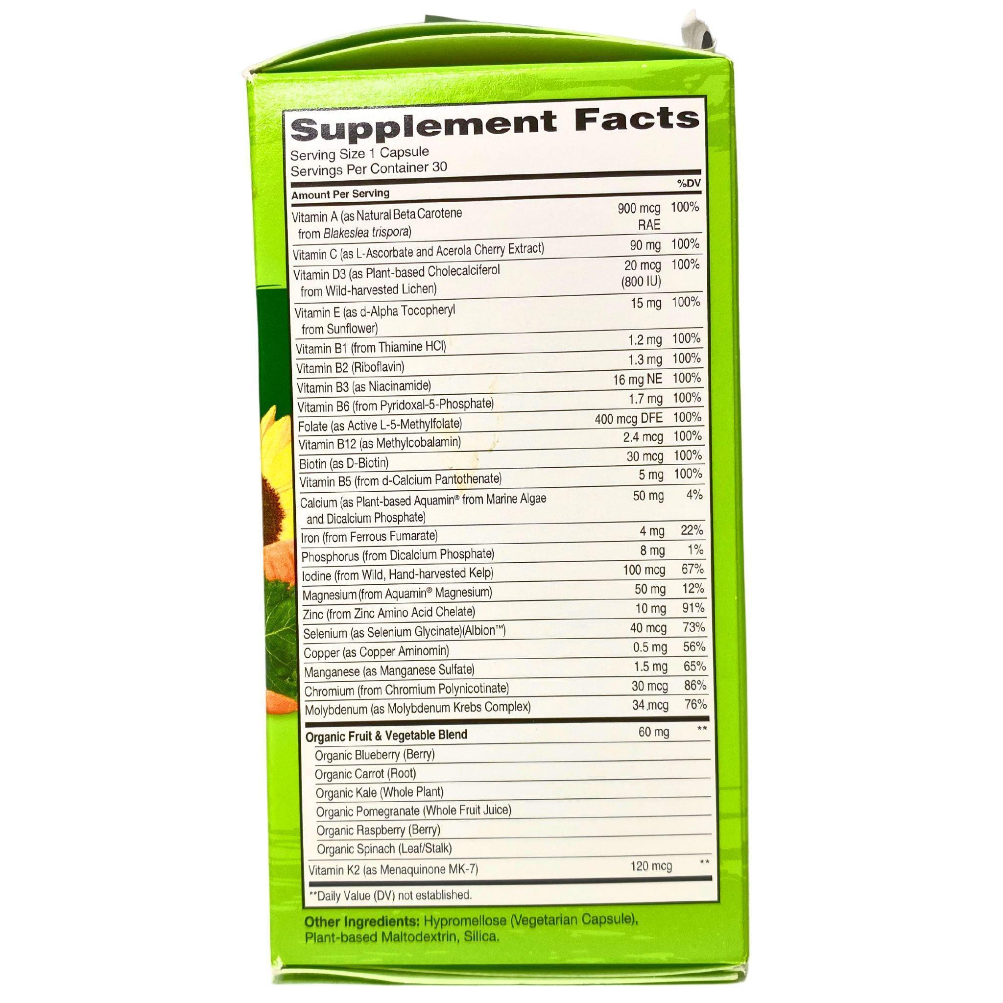 Naturelo One Daily Multivitamin for Men & Women - 38 Capsules - Whole Food Based with Vitamins A, B, C, D3, E & Minerals - Supports Energy, Immunity & Overall Health - Perfect for Busy Professionals & Active Lifestyles
